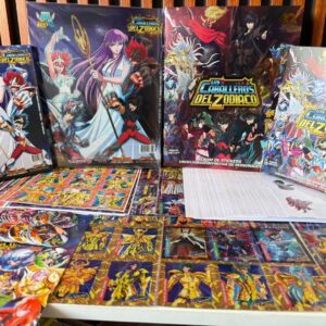 Álbum caballeros de zodíaco enciclopedia metalizado + set completo de 969 estampas + 108 caps + colecciónador con 104 páginas